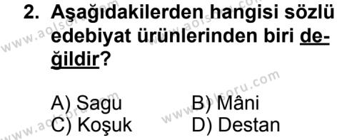Türk Edebiyatı 3 Dersi 2012-2013 Yılı 1. Dönem Sınavı 2. Soru