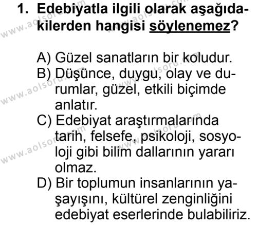Türk Edebiyatı 3 Dersi 2013 - 2014 Yılı 3. Dönem Sınav Soruları 1. Soru