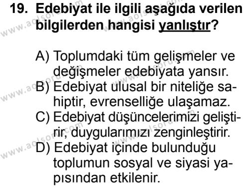 Türk Edebiyatı 5 Dersi 2011-2012 Yılı 1. Dönem Sınavı 19. Soru