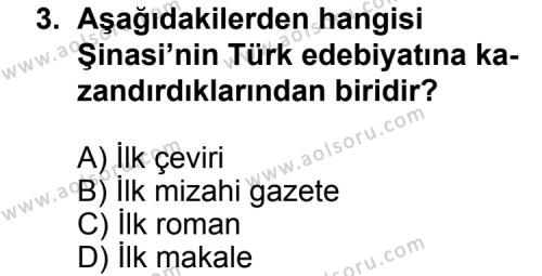 Türk Edebiyatı 5 Dersi 2011 - 2012 Yılı Ek Sınav Soruları 3. Soru