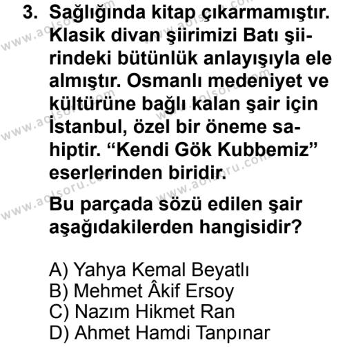 Türk Edebiyatı 8 Dersi 2011-2012 Yılı 1. Dönem Sınavı 3. Soru